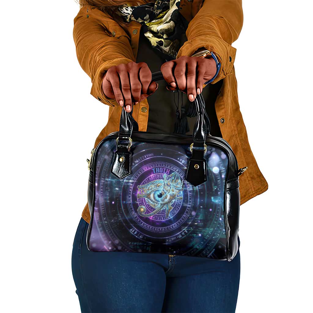 Thoth Ancient Egyptian Cosmic Shoulder Handbag with Sacred Eye and Baboon Symbol Theme