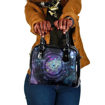 Thoth Ancient Egyptian Cosmic Shoulder Handbag with Sacred Eye and Baboon Symbol Theme