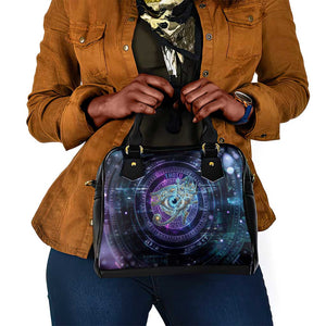 Thoth Ancient Egyptian Cosmic Shoulder Handbag with Sacred Eye and Baboon Symbol Theme