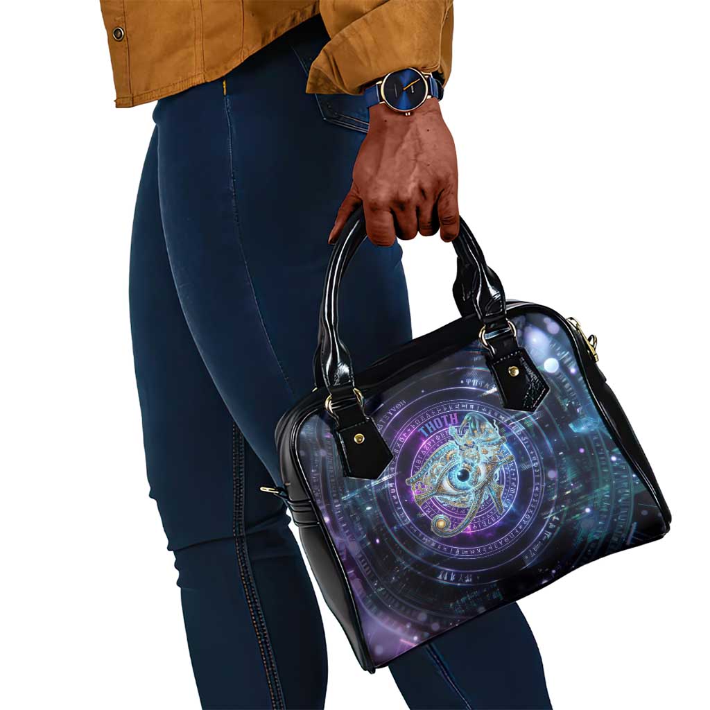 Thoth Ancient Egyptian Cosmic Shoulder Handbag with Sacred Eye and Baboon Symbol Theme