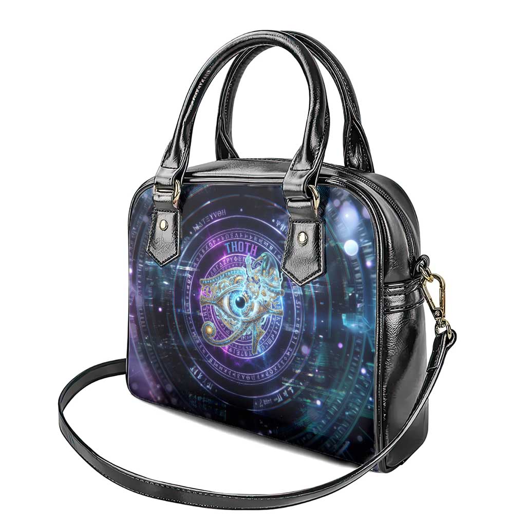 Thoth Ancient Egyptian Cosmic Shoulder Handbag with Sacred Eye and Baboon Symbol Theme