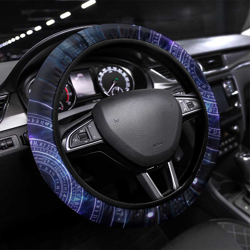 Thoth Ancient Egyptian Cosmic Steering Wheel Cover with Sacred Eye and Baboon Symbol Theme