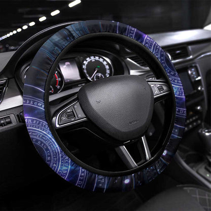 Thoth Ancient Egyptian Cosmic Steering Wheel Cover with Sacred Eye and Baboon Symbol Theme