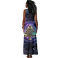 Thoth Ancient Egyptian Cosmic Tank Maxi Dress with Sacred Eye and Baboon Symbol Theme