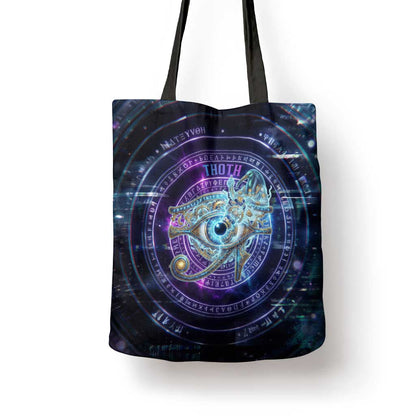 Thoth Ancient Egyptian Cosmic Tote Bag with Sacred Eye and Baboon Symbol Theme