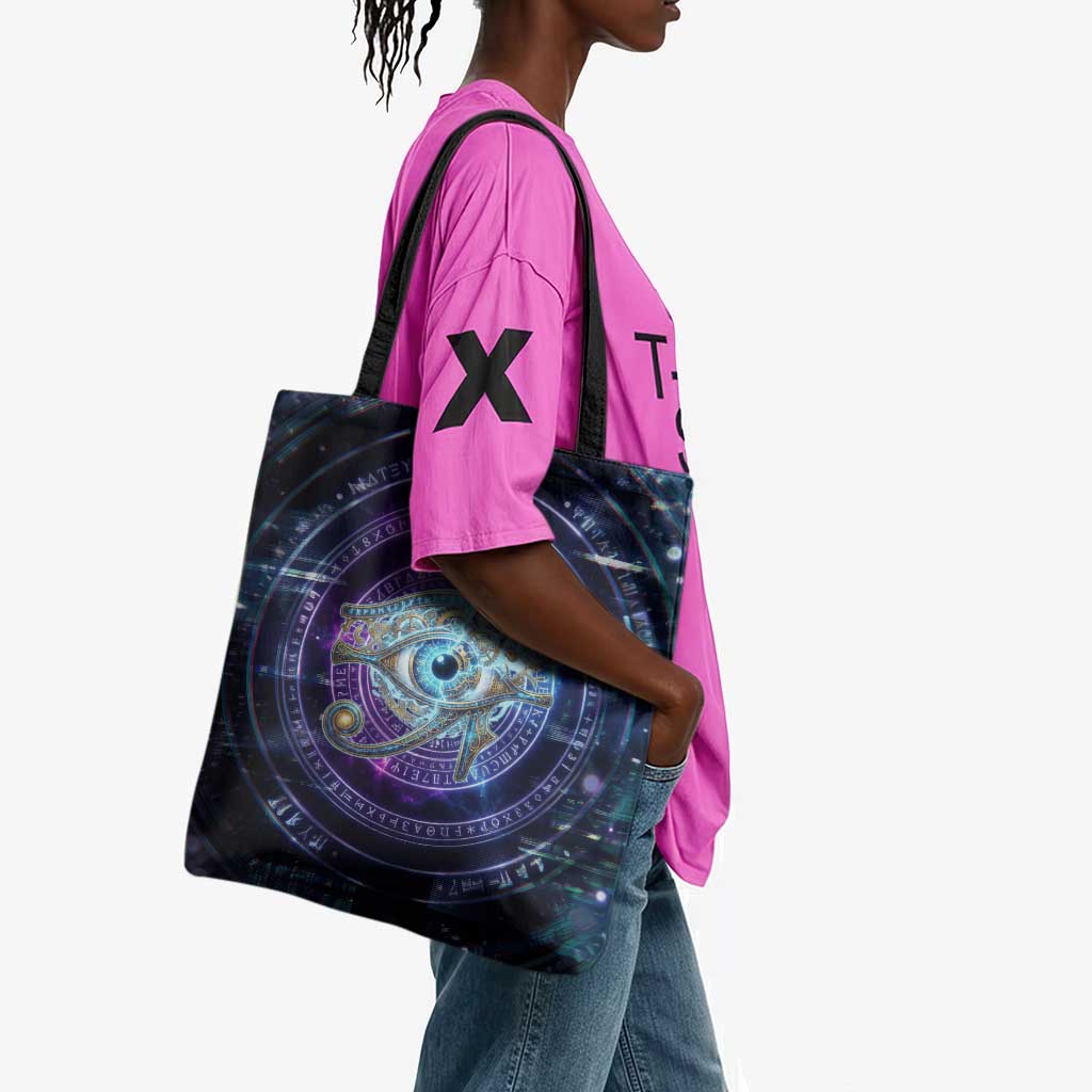 Thoth Ancient Egyptian Cosmic Tote Bag with Sacred Eye and Baboon Symbol Theme