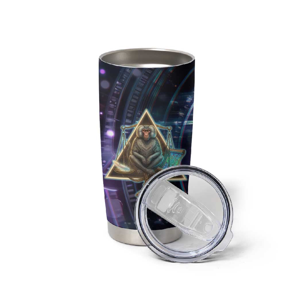 Thoth Ancient Egyptian Cosmic Tumbler Cup with Sacred Eye and Baboon Symbol Theme