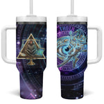 Thoth Ancient Egyptian Cosmic Tumbler With Handle with Sacred Eye and Baboon Symbol Theme