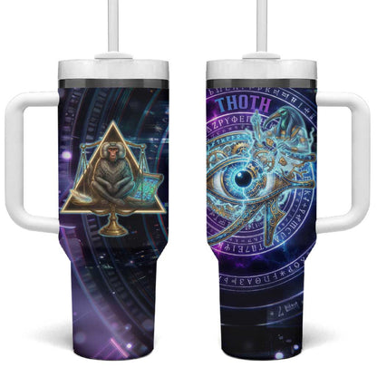 Thoth Ancient Egyptian Cosmic Tumbler With Handle with Sacred Eye and Baboon Symbol Theme