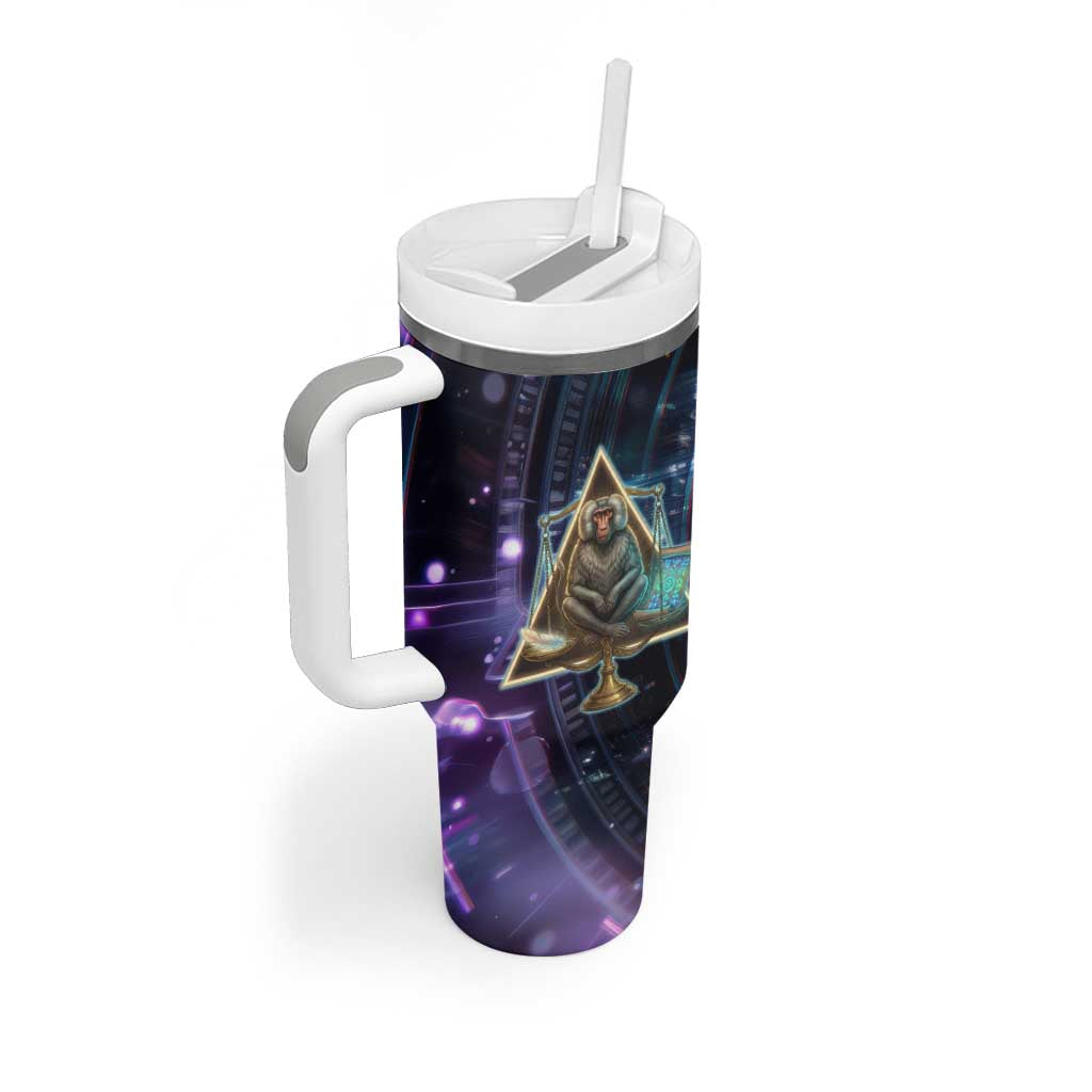 Thoth Ancient Egyptian Cosmic Tumbler With Handle with Sacred Eye and Baboon Symbol Theme