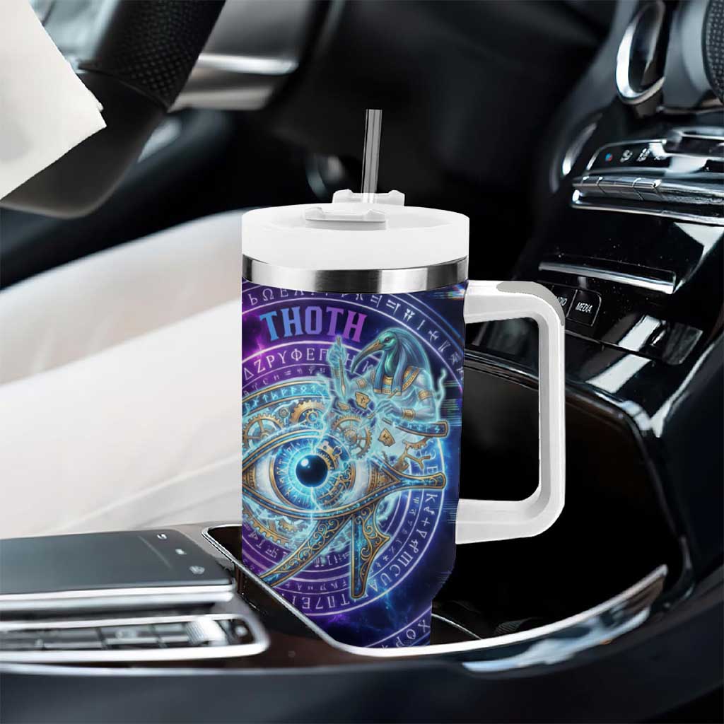 Thoth Ancient Egyptian Cosmic Tumbler With Handle with Sacred Eye and Baboon Symbol Theme