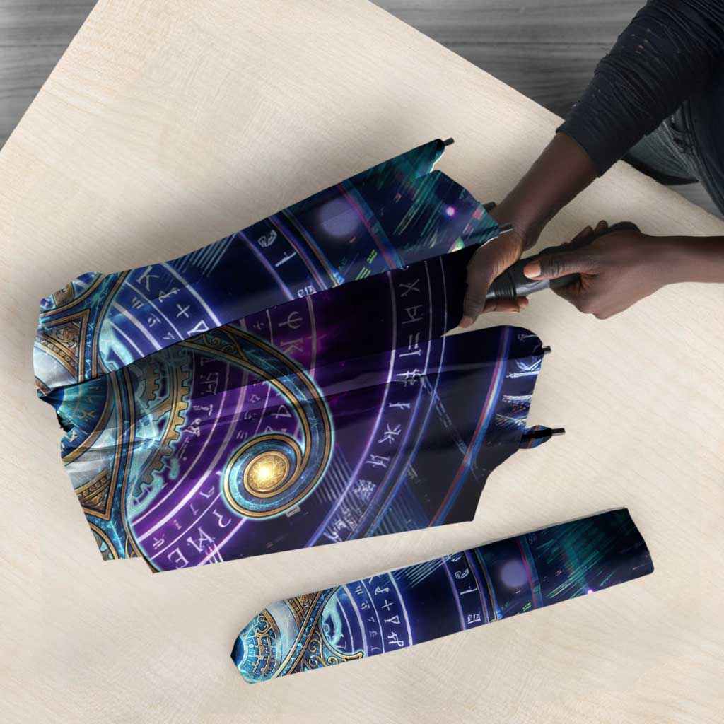 Thoth Ancient Egyptian Cosmic Umbrella with Sacred Eye and Baboon Symbol Theme