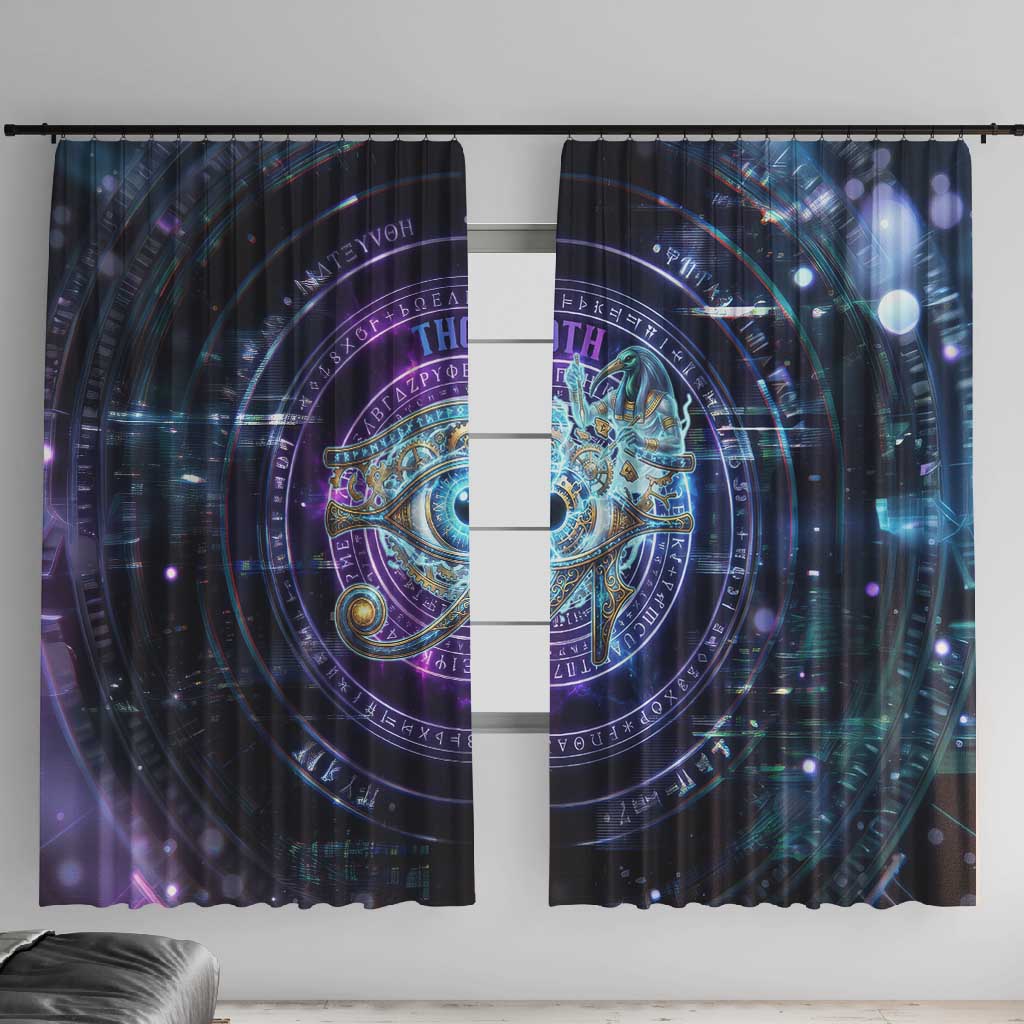 Thoth Ancient Egyptian Cosmic Window Curtain with Sacred Eye and Baboon Symbol Theme