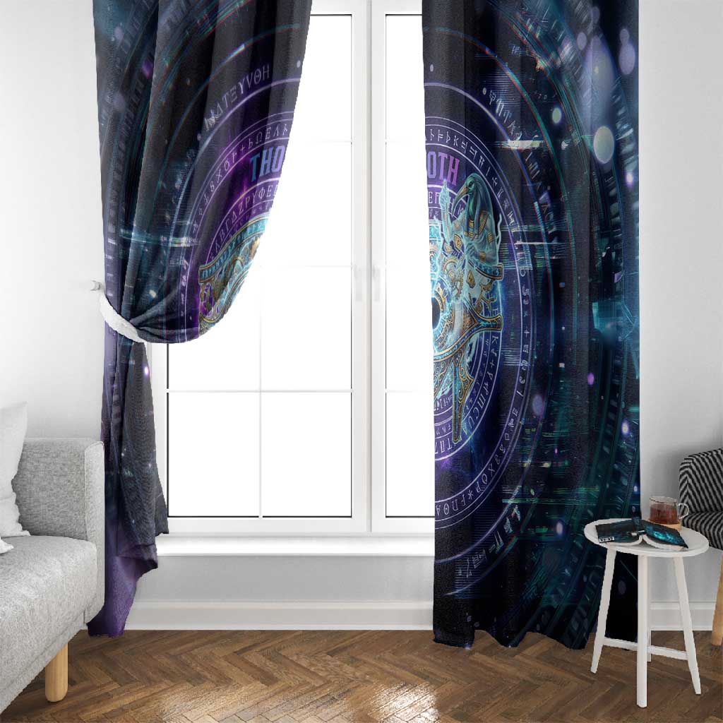 Thoth Ancient Egyptian Cosmic Window Curtain with Sacred Eye and Baboon Symbol Theme