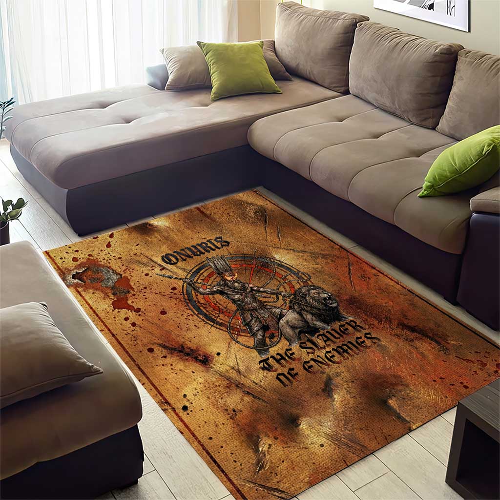 Onuris Area Rug Egyptian War God Slayer of Enemies Spear Lion Ancient Battle