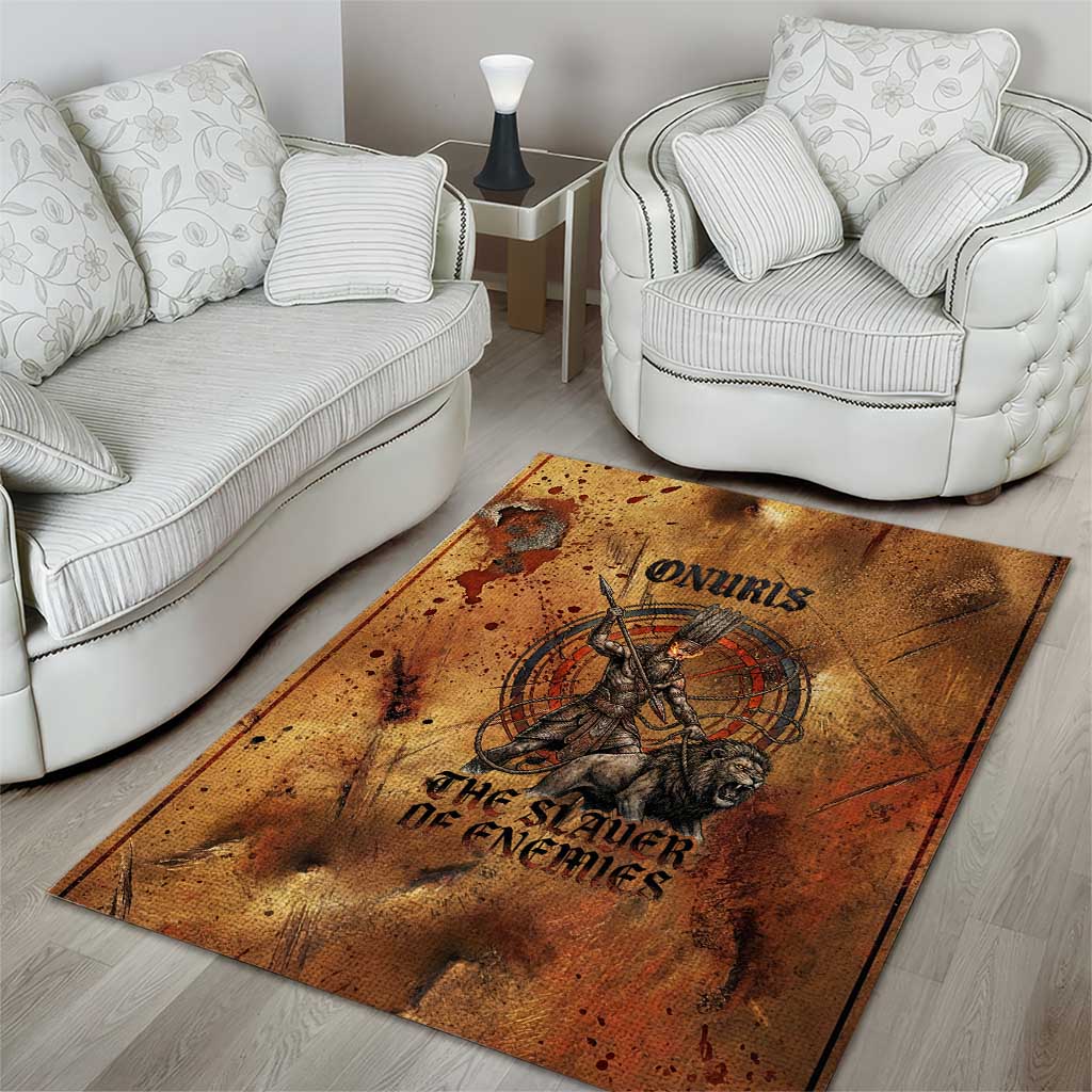 Onuris Area Rug Egyptian War God Slayer of Enemies Spear Lion Ancient Battle