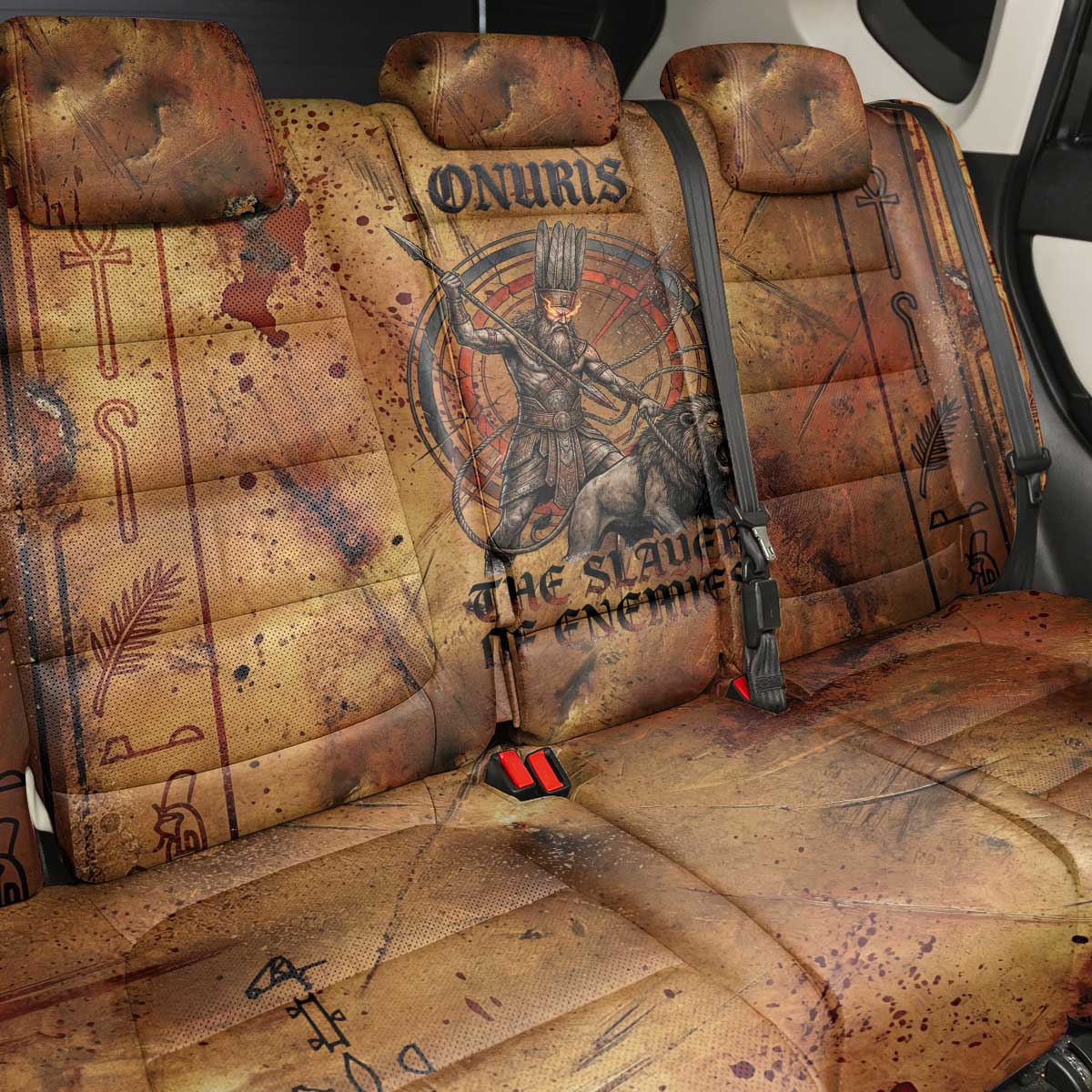 Onuris Back Car Seat Cover Egyptian War God Slayer of Enemies Spear Lion Ancient Battle