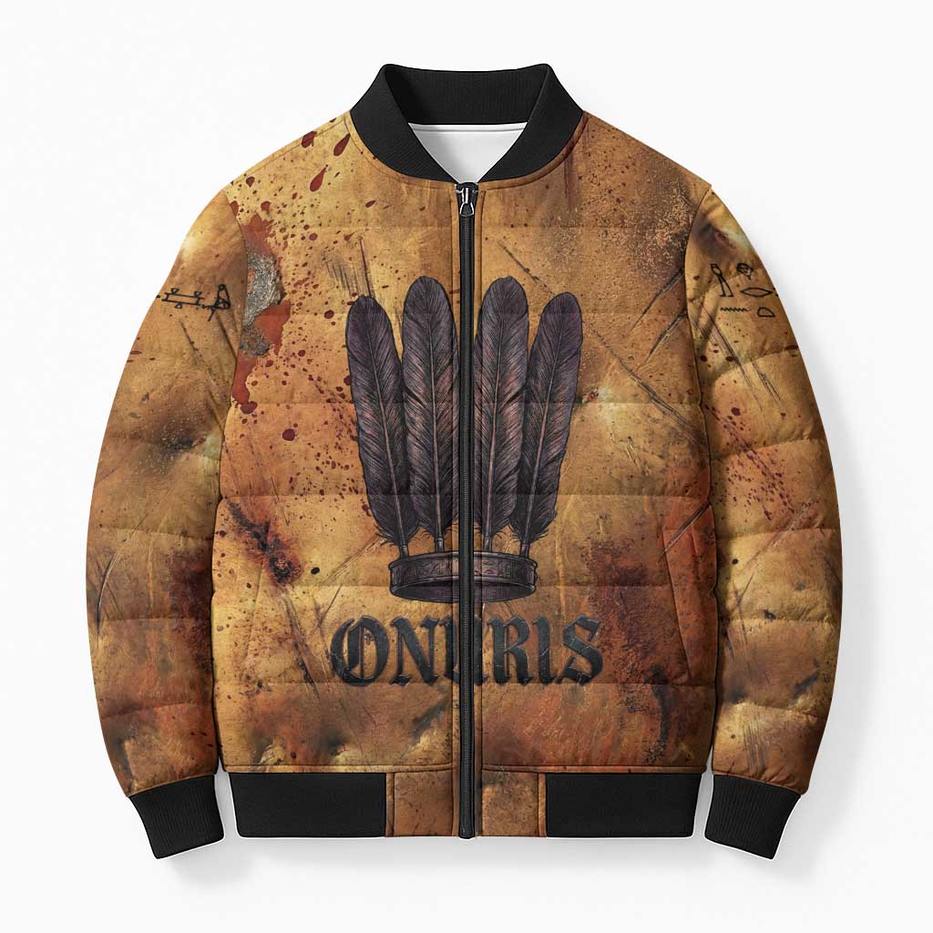 Onuris Bomber Puffer Jacket Egyptian War God Slayer of Enemies Spear Lion Ancient Battle