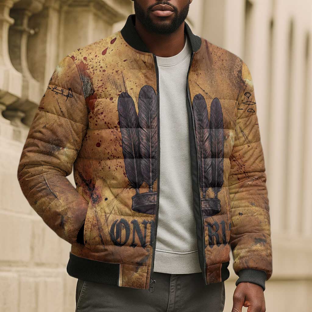 Onuris Bomber Puffer Jacket Egyptian War God Slayer of Enemies Spear Lion Ancient Battle