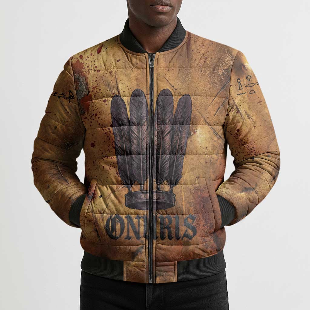 Onuris Bomber Puffer Jacket Egyptian War God Slayer of Enemies Spear Lion Ancient Battle