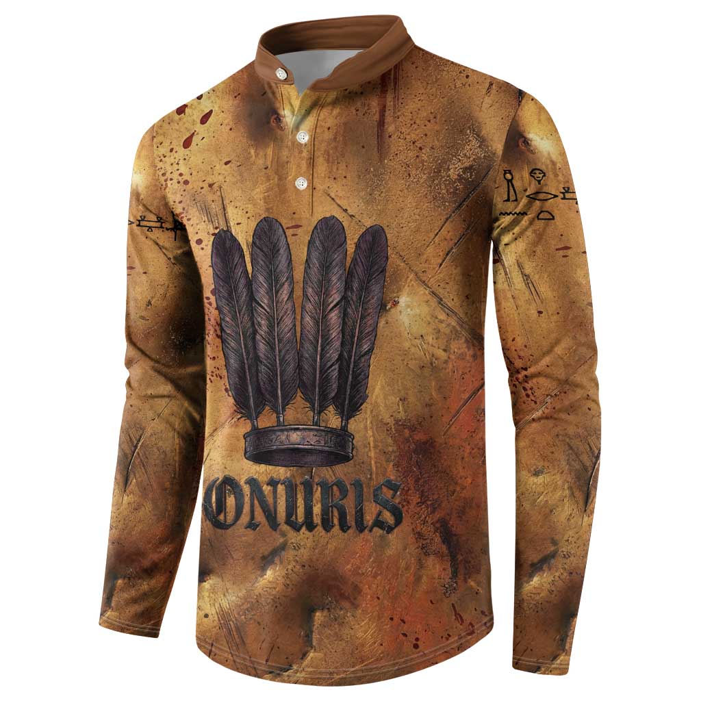 Onuris Button Sweatshirt Egyptian War God Slayer of Enemies Spear Lion Ancient Battle