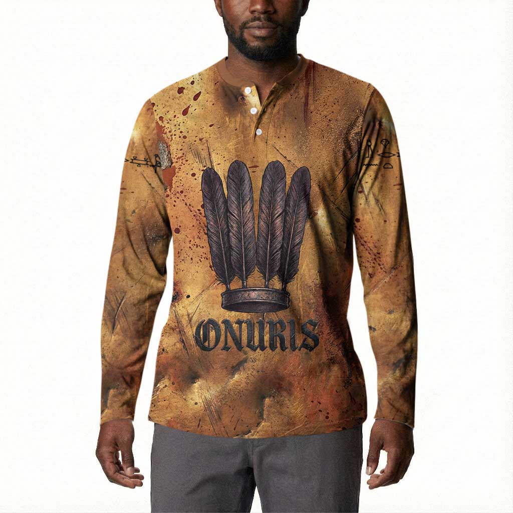 Onuris Button Sweatshirt Egyptian War God Slayer of Enemies Spear Lion Ancient Battle