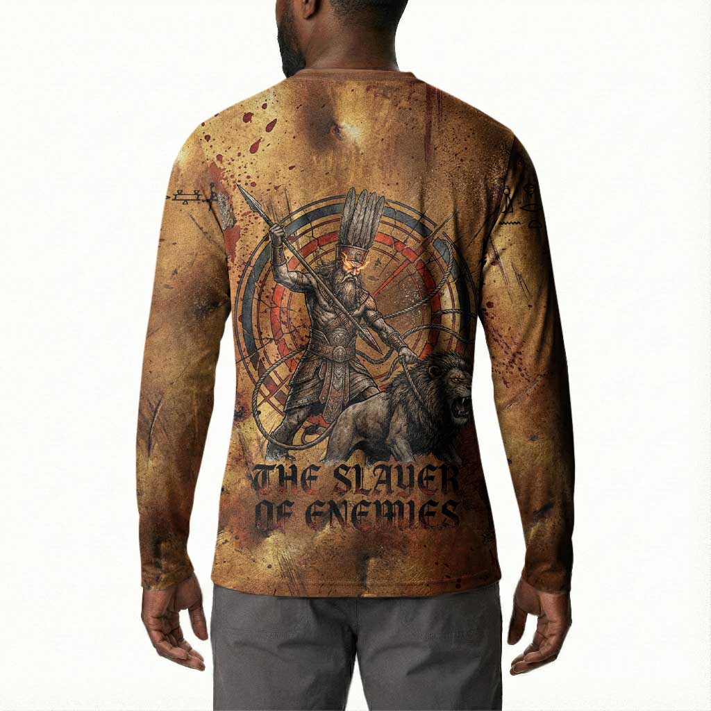 Onuris Button Sweatshirt Egyptian War God Slayer of Enemies Spear Lion Ancient Battle