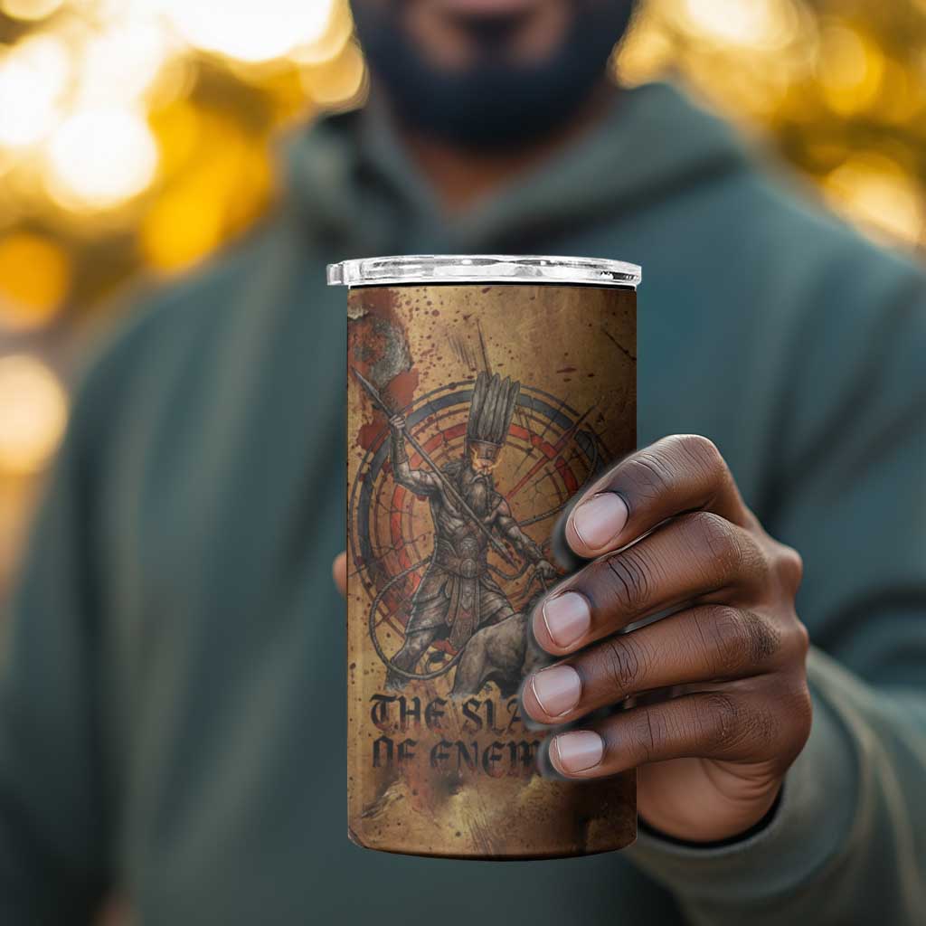 Onuris 4 in 1 Can Cooler Tumbler Egyptian War God Slayer of Enemies Spear Lion Ancient Battle