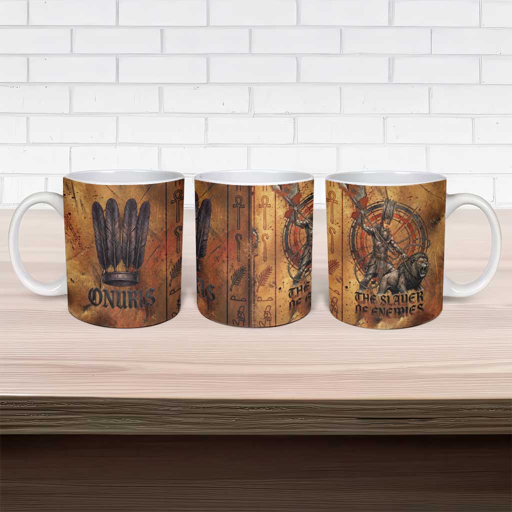 Onuris Ceramic Mug Egyptian War God Slayer of Enemies Spear Lion Ancient Battle