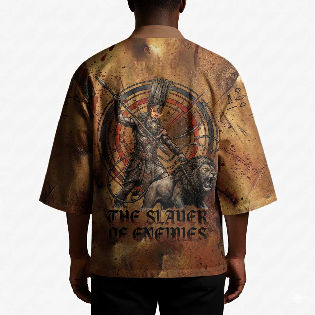 Onuris Kimono Egyptian War God Slayer of Enemies Spear Lion Ancient Battle