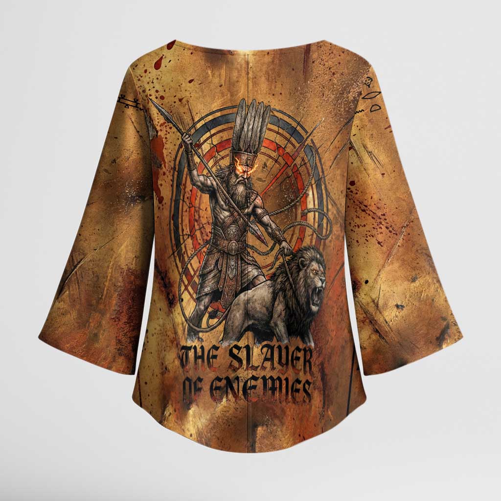 Onuris Kimono Sleeve Blouse Egyptian War God Slayer of Enemies Spear Lion Ancient Battle