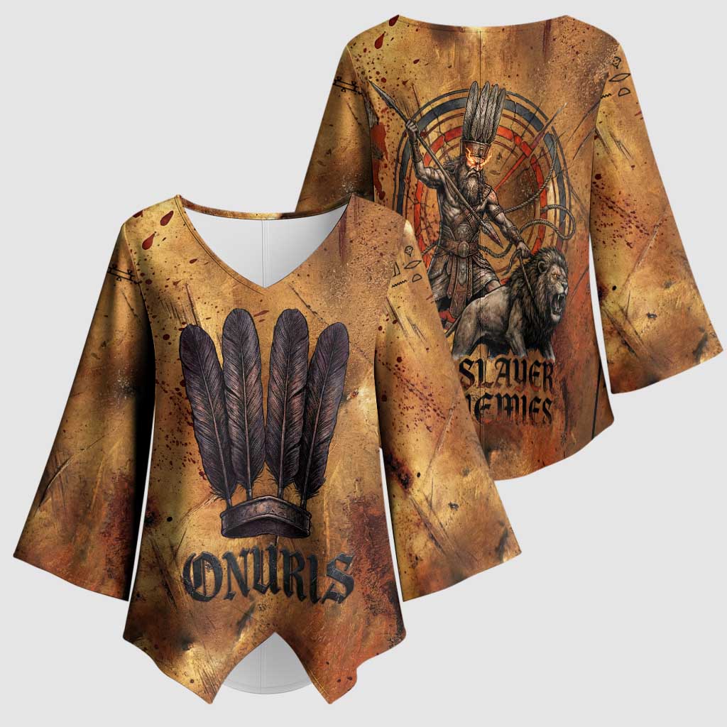 Onuris Kimono Sleeve Blouse Egyptian War God Slayer of Enemies Spear Lion Ancient Battle