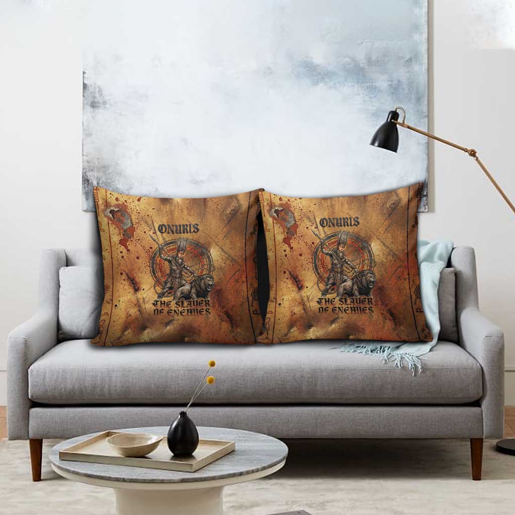 Onuris Pillow Cover Egyptian War God Slayer of Enemies Spear Lion Ancient Battle