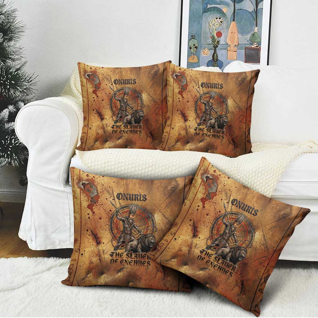Onuris Pillow Cover Egyptian War God Slayer of Enemies Spear Lion Ancient Battle