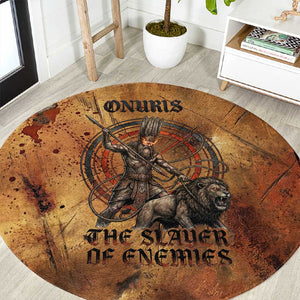 Onuris Round Carpet Egyptian War God Slayer of Enemies Spear Lion Ancient Battle