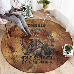 Onuris Round Carpet Egyptian War God Slayer of Enemies Spear Lion Ancient Battle