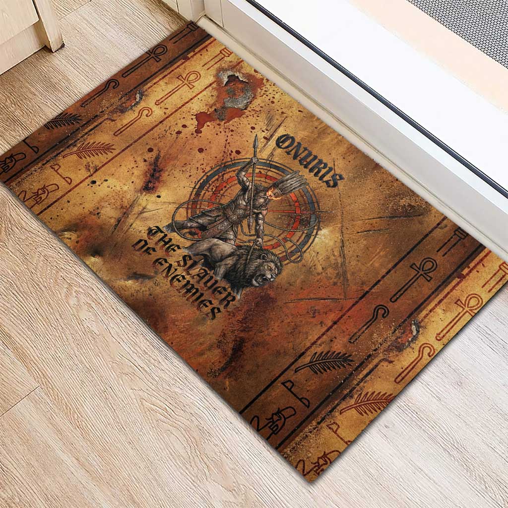 Onuris Rubber Doormat Egyptian War God Slayer of Enemies Spear Lion Ancient Battle