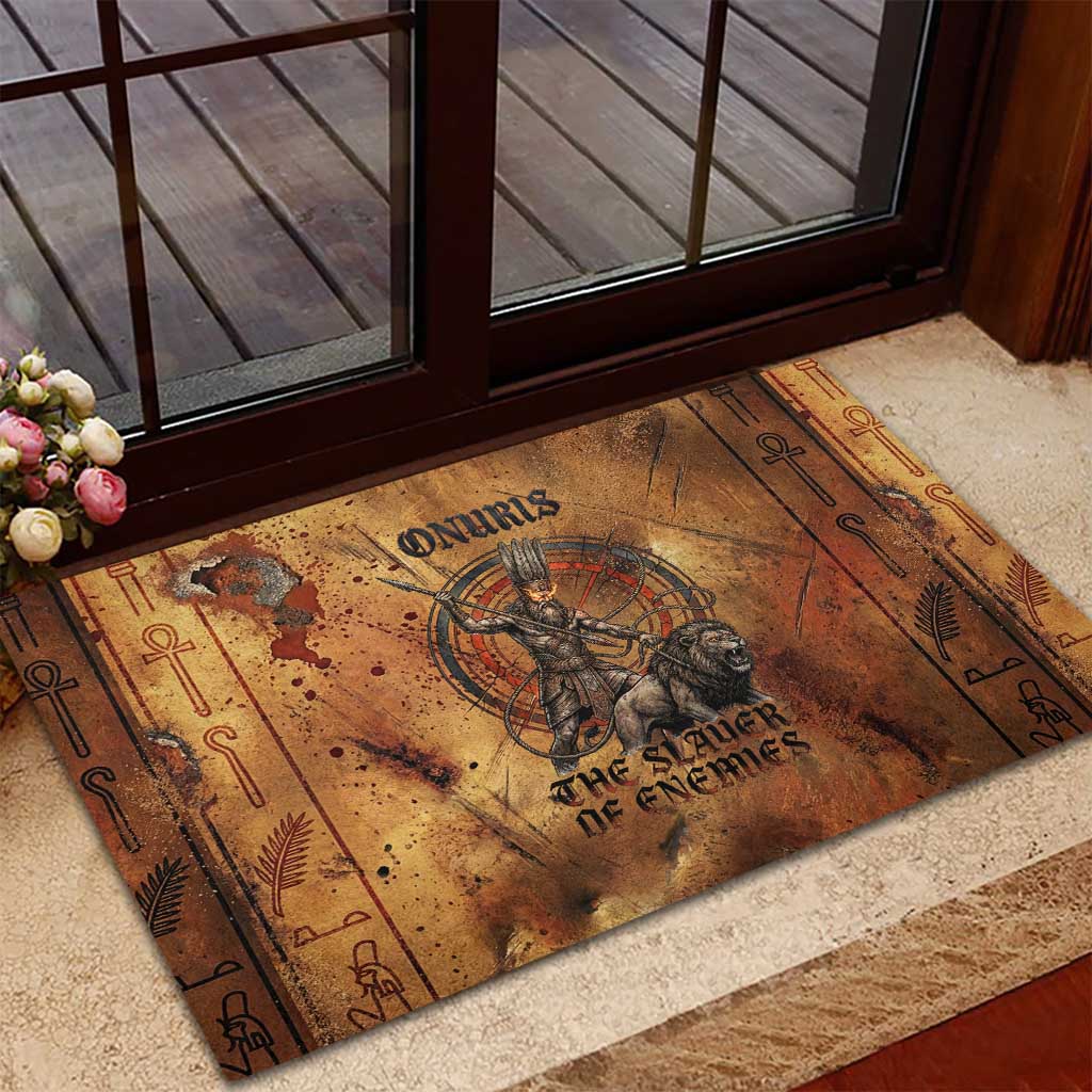 Onuris Rubber Doormat Egyptian War God Slayer of Enemies Spear Lion Ancient Battle