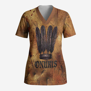 Onuris Scrub Top Egyptian War God Slayer of Enemies Spear Lion Ancient Battle