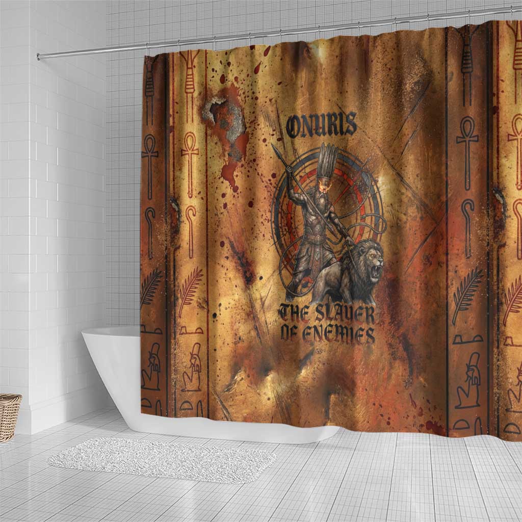 Onuris Shower Curtain Egyptian War God Slayer of Enemies Spear Lion Ancient Battle