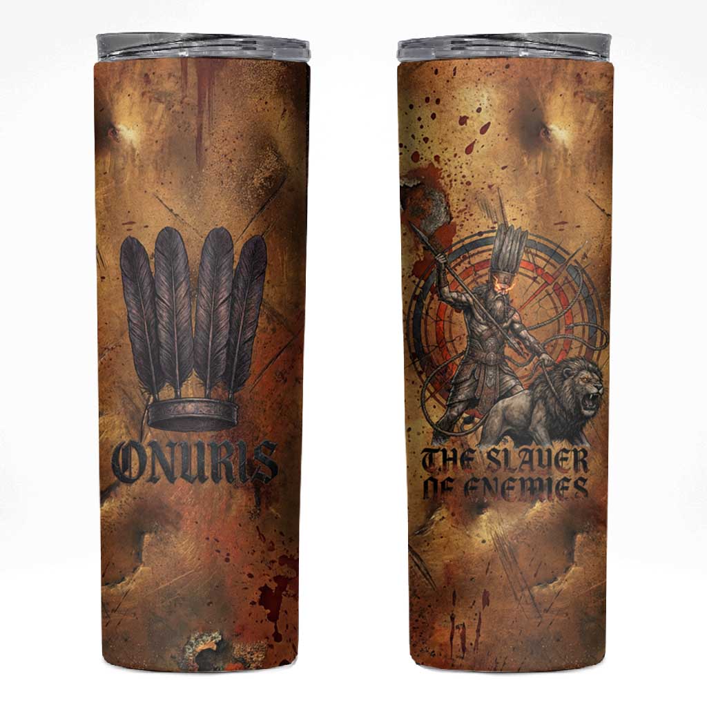 Onuris Skinny Tumbler Egyptian War God Slayer of Enemies Spear Lion Ancient Battle