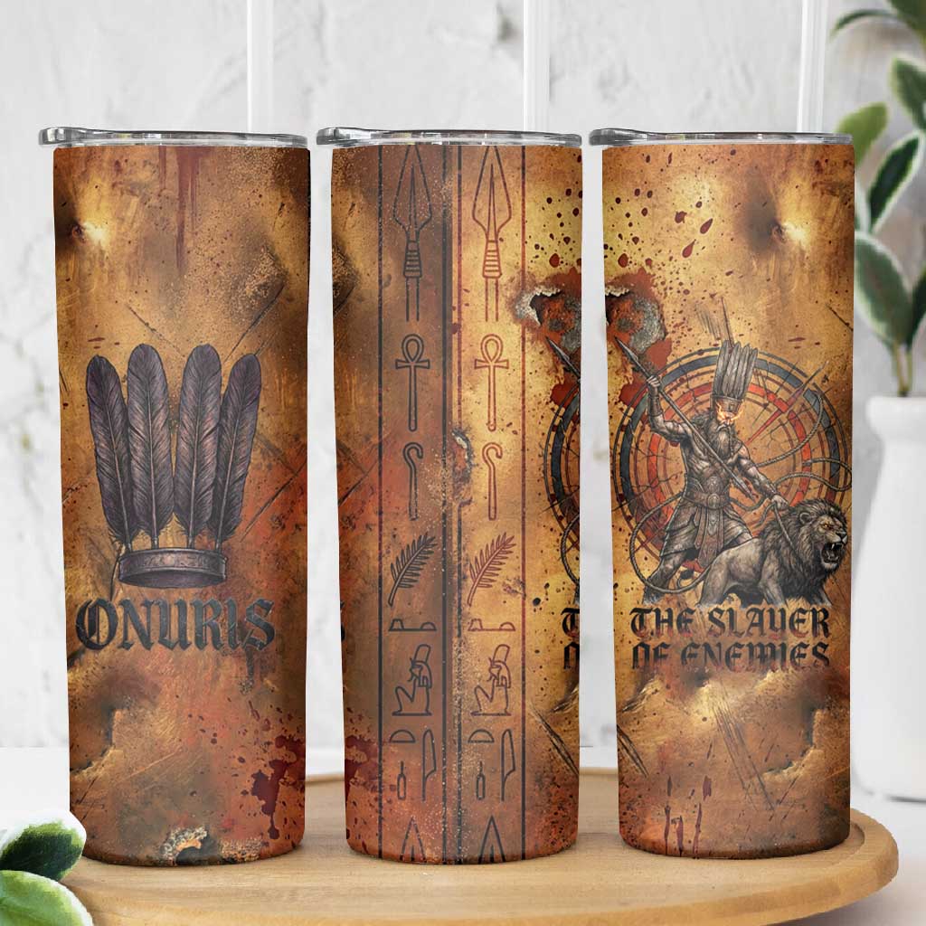 Onuris Skinny Tumbler Egyptian War God Slayer of Enemies Spear Lion Ancient Battle