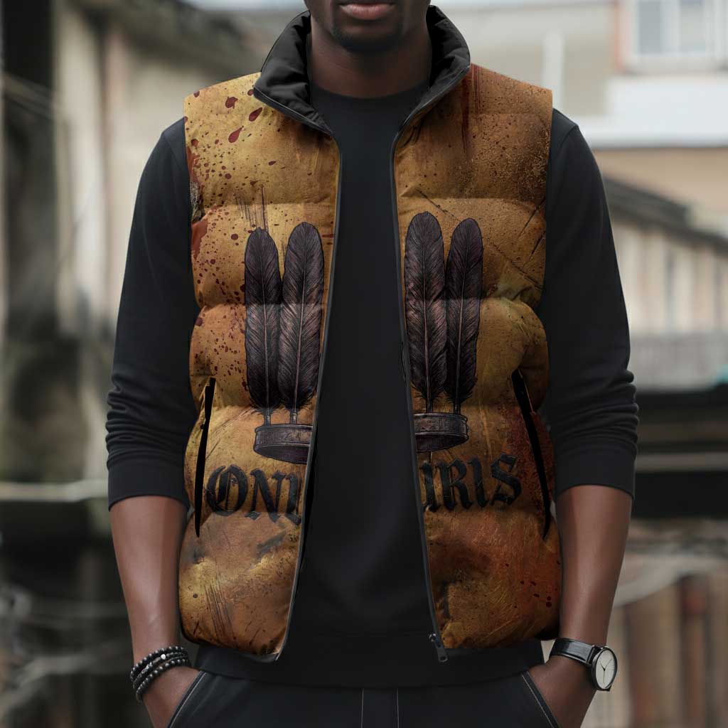 Onuris Sleeveless Puffer Jacket Egyptian War God Slayer of Enemies Spear Lion Ancient Battle