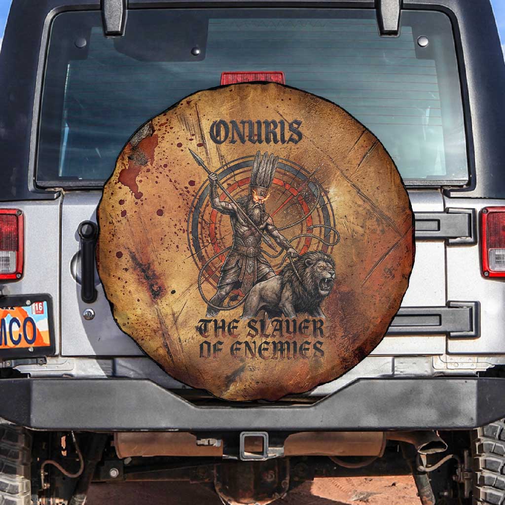 Onuris Spare Tire Cover Egyptian War God Slayer of Enemies Spear Lion Ancient Battle