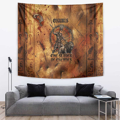 Onuris Tapestry Egyptian War God Slayer of Enemies Spear Lion Ancient Battle