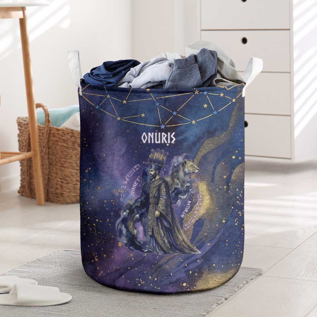 Onuris Laundry Basket Cosmic Warrior Egyptian God Eye of Horus Spears Starry Night