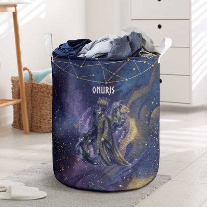 Onuris Laundry Basket Cosmic Warrior Egyptian God Eye of Horus Spears Starry Night
