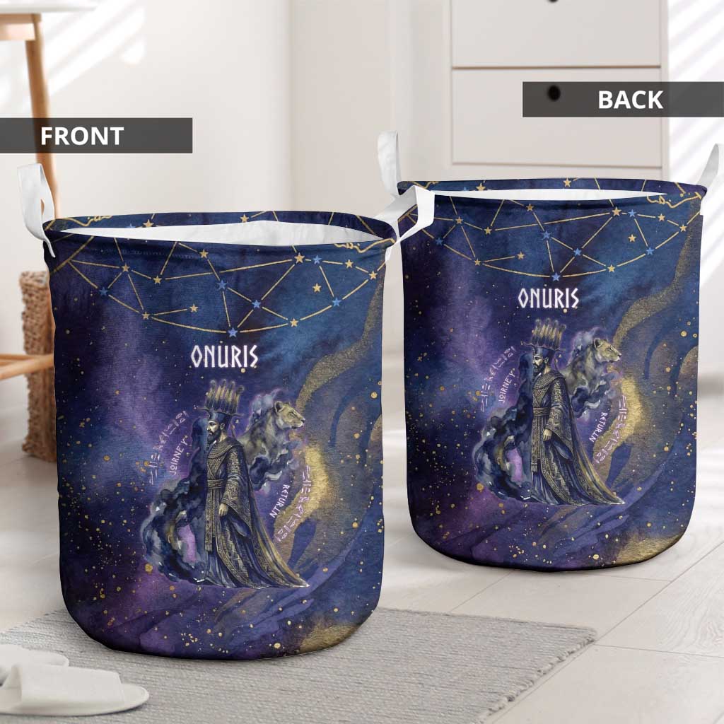 Onuris Laundry Basket Cosmic Warrior Egyptian God Eye of Horus Spears Starry Night