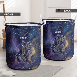 Onuris Laundry Basket Cosmic Warrior Egyptian God Eye of Horus Spears Starry Night