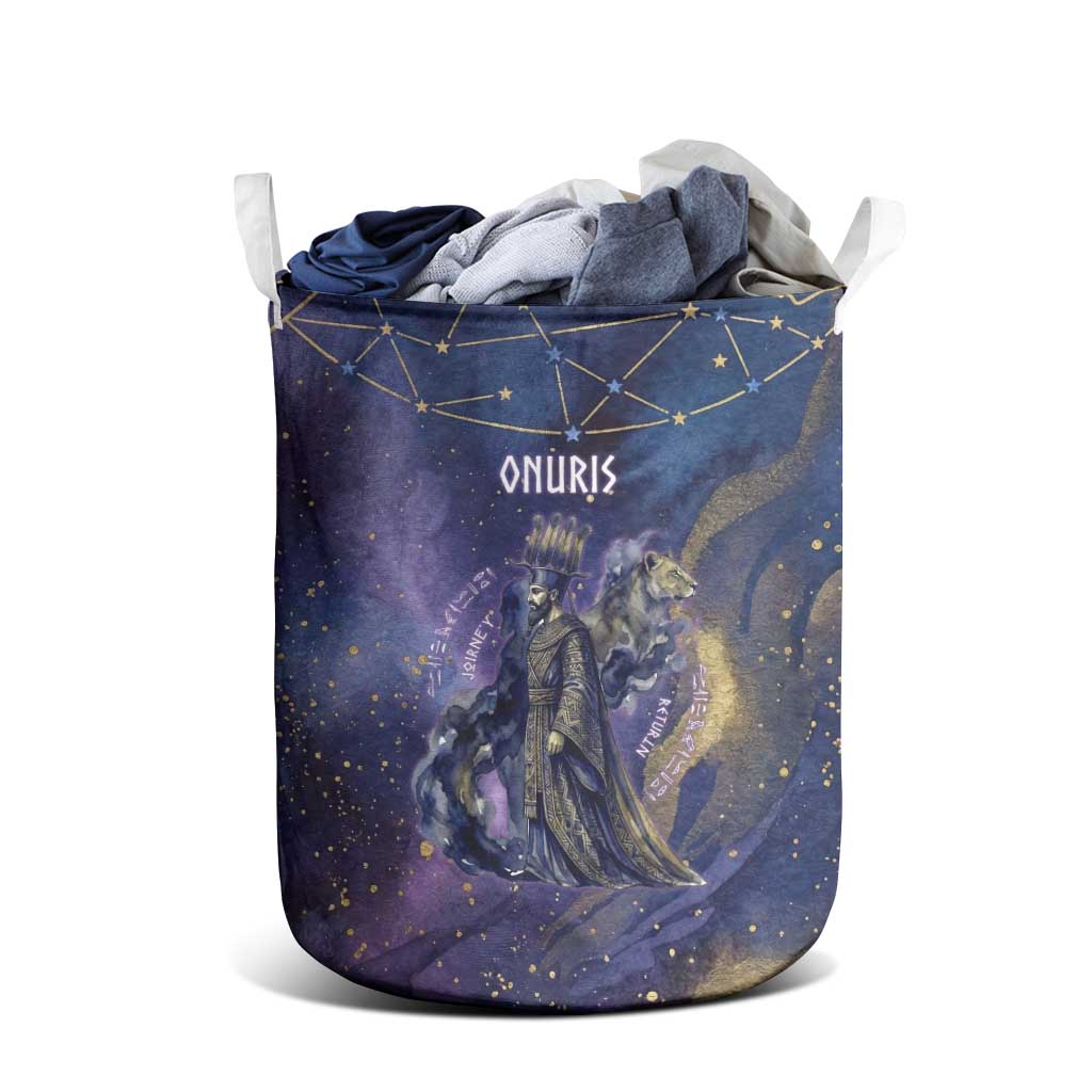 Onuris Laundry Basket Cosmic Warrior Egyptian God Eye of Horus Spears Starry Night
